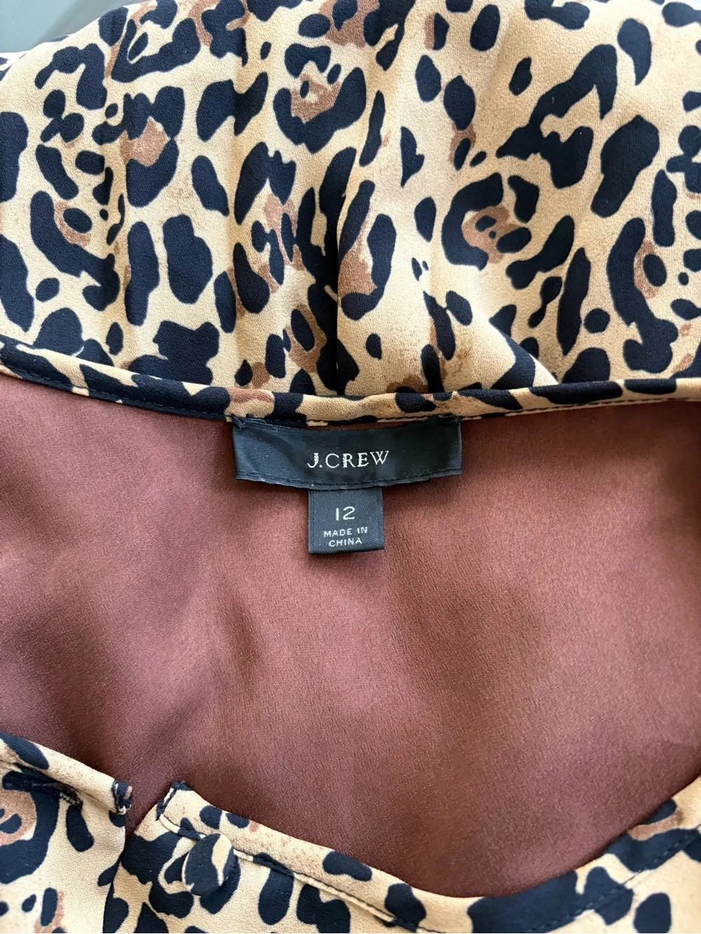 J Crew Leopard Print Button Front Pleated Skirt Long Sleeves Lined Midi dress 12